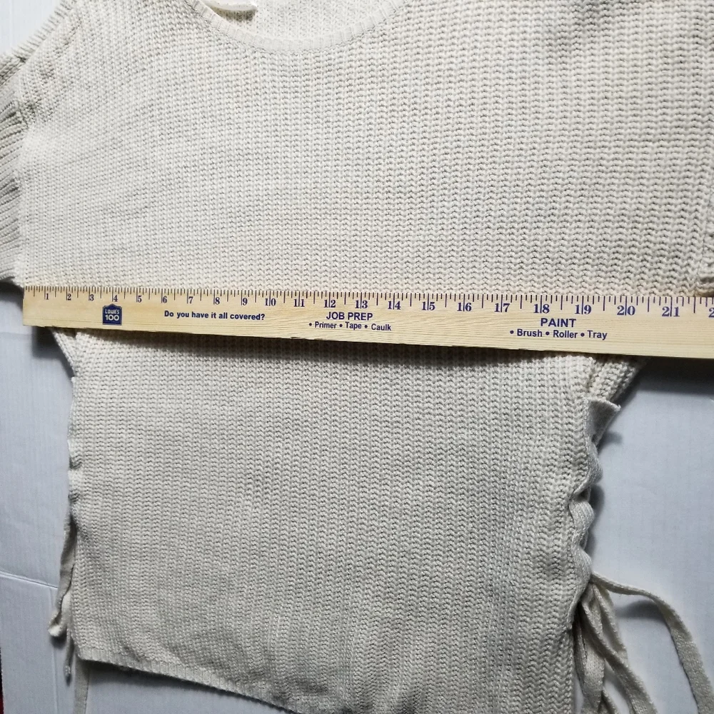 PINK ROSE WOMEN'S CREAM KNIT SWEATER WIT SIDE TIES SIZE LARGE